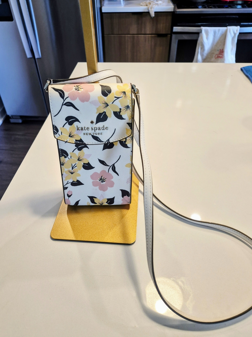 Kate Spade Floral Crossbody Phone Bag — Cream with Pink & Yellow Flowers